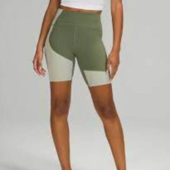 lululemon athletica Pants - Lululemon Nulu Colour Block High-Rise Short 8" Green Twill / Green Fern 0